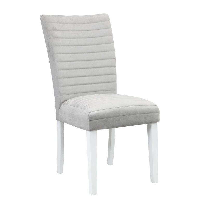 Ensemble de 2 chaises d'appoint en velours gris et blanc à finition brillante élisaveta