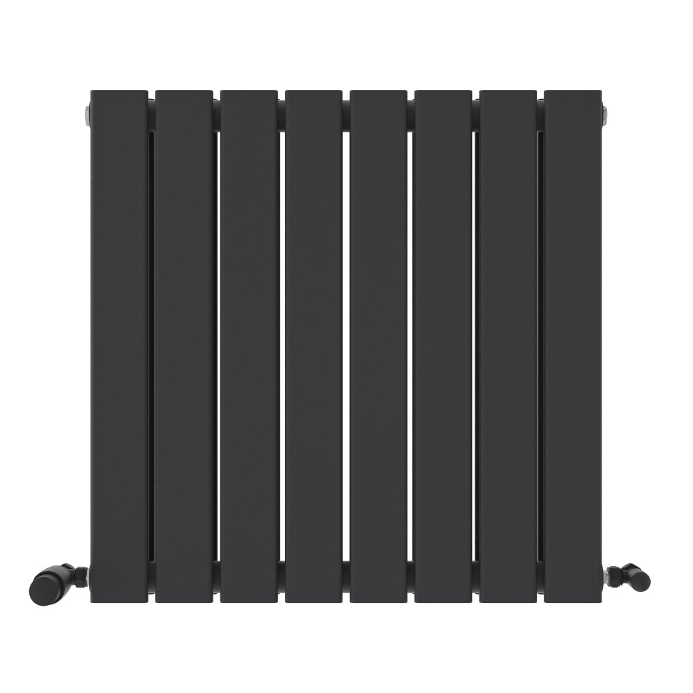 iBathUK Belgravia Horizontal Double Slim Flat Panel Radiator Angled Valve