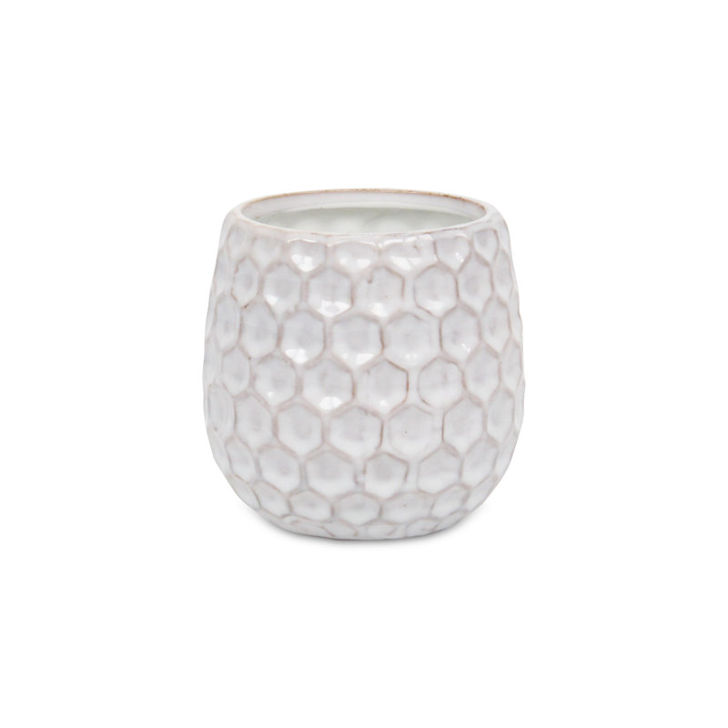 Pot à fleurs en céramique Eddins, H 4,5 po x l 4 po x P 4 po, Blanc