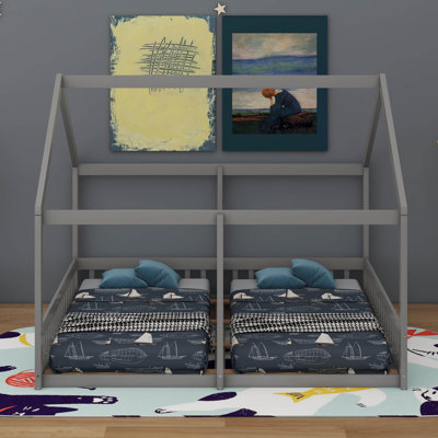 Twin House Platform Beds,Two Shared Beds