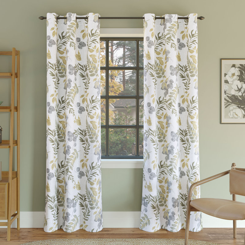 Panneau de rideau semi-diaphane à motif floral avec œillets, L 40 po x L 63 po