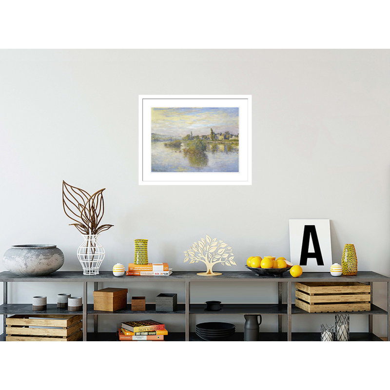 «Bords de la seine à Lavacourt» par Claude Monet, impression giclée sur cadre, H 23,5 po x l 29,47 po