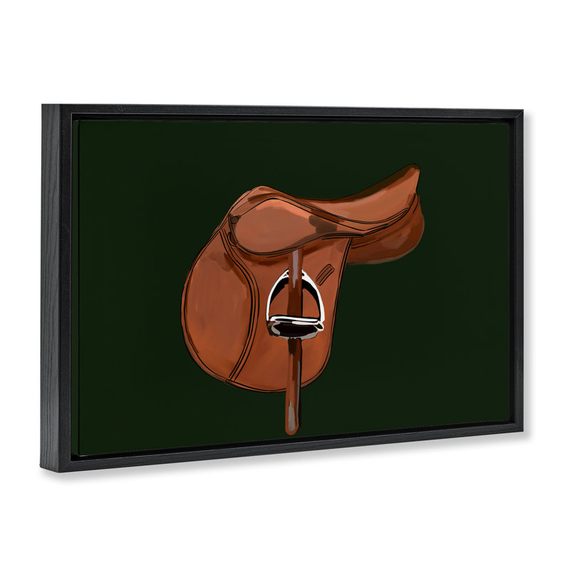 «Brown Horse Saddle» par Amelia Noyes, Cadre flottant noir de jais, H 21 po x l 31 po