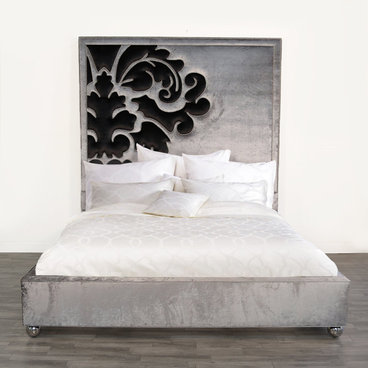 Belvedere Velvet Bed, Queen, Steel