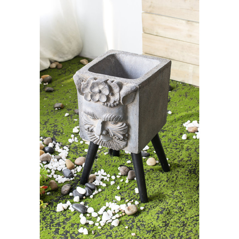Statue grecque 11,4 "x 13" 22,4 "avec pieds - Oxyde de magnésium gris pour l'entrée