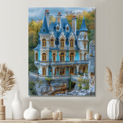 White Blue Summer French Renaissance Chateau II - Chateaus Wall Decor