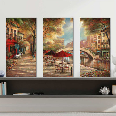 "Riverwalk Charm", ensemble de 3 impressions sur toile
