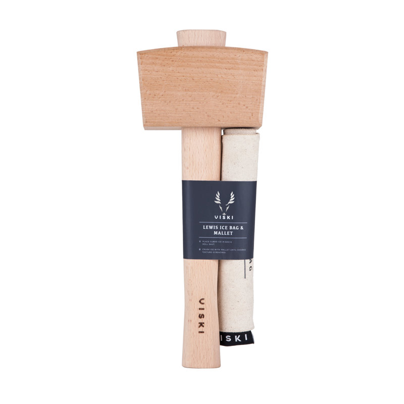 Viski Professional Grade Lewis Canvas Ice Bag and Beechwood Mallet Set
