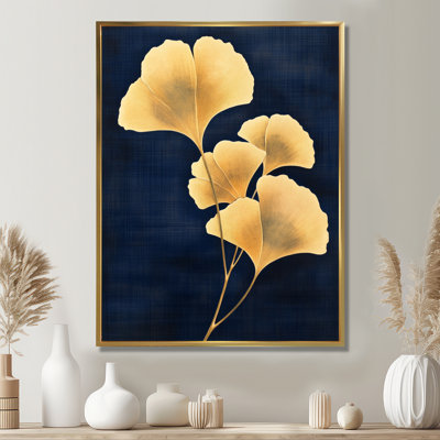 Midnight Gold Ginkgo - Botanical Framed Wall Art Print