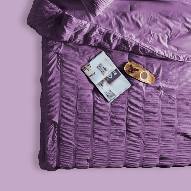 Ensemble d'édredon en microfibre, Édredon pour lit simple + 1 taie décorative stan, Mauve