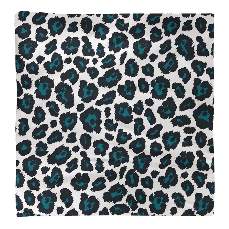 Polyester Animal Print Square Napkin, 10" x 10", White/Teal/Black
