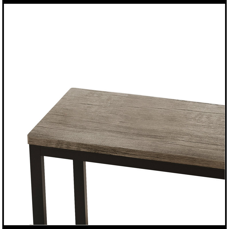 Modern Design Kitchen Dining Table, Pub Table, Long Dining Table Set with 3 Stools, Easy Assembly, Brown Gray