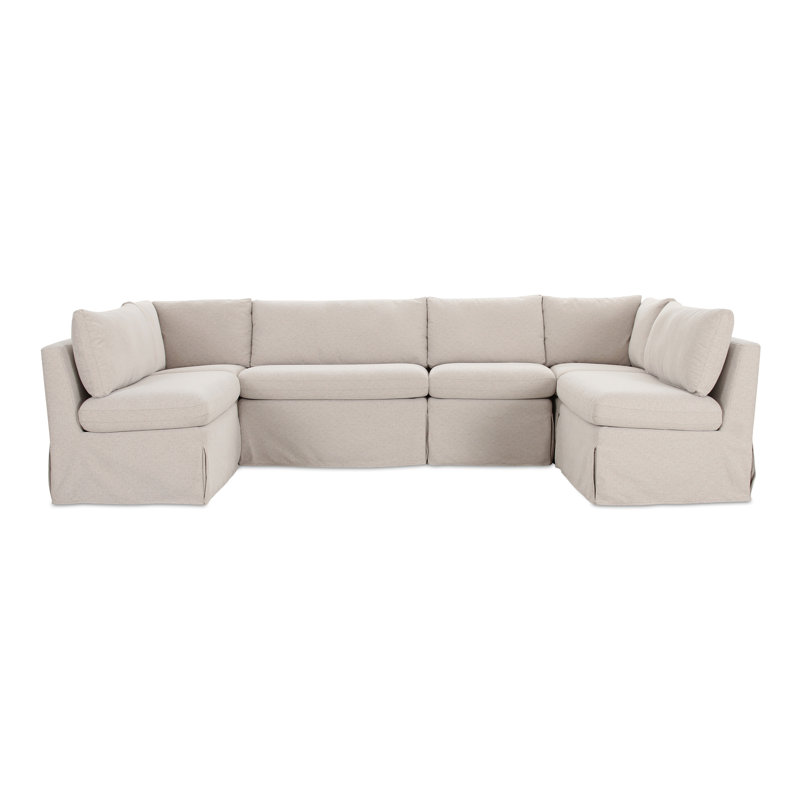 Gusella Slipcover Dining Banquette Beige 121In, 31.75" H x 121" W x 67.5" D, U-Shape