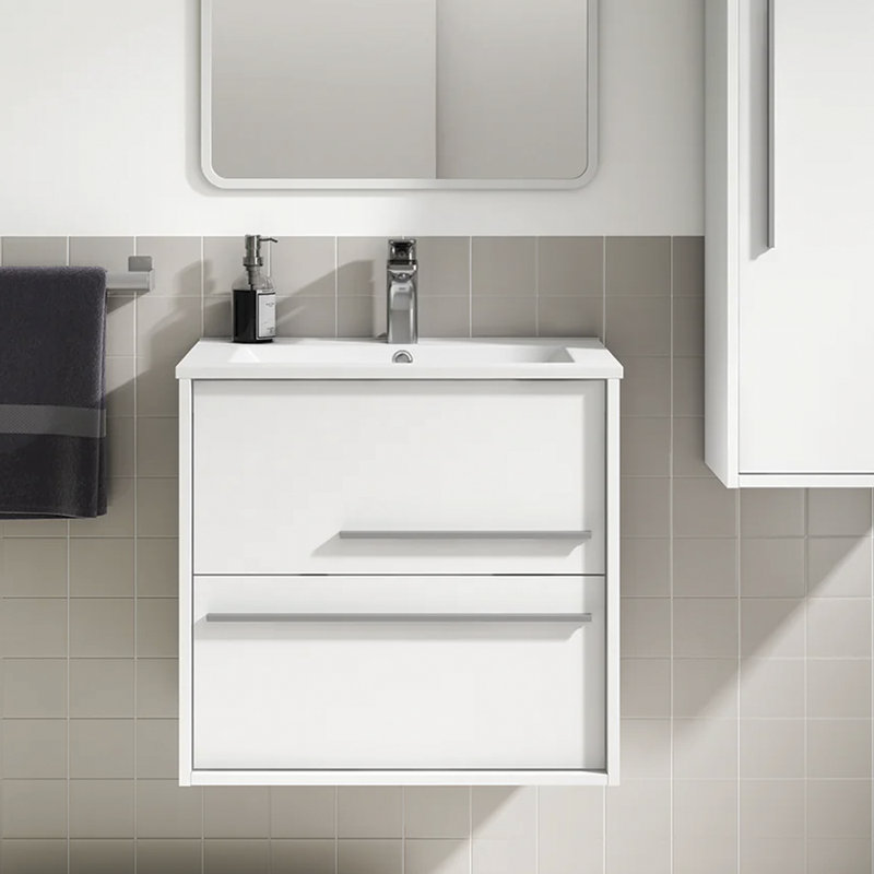 Meuble-lavabo simple 24 po avec lavabo Westover, 24" W, Blanc / argenté