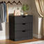 Commode 3 tiroirs pour chambre à coucher avec tiroir en tissu PU, commode blanche avec structure en bois, grand rangement, petite commode pour placard, salon, couloir, noir-515446670