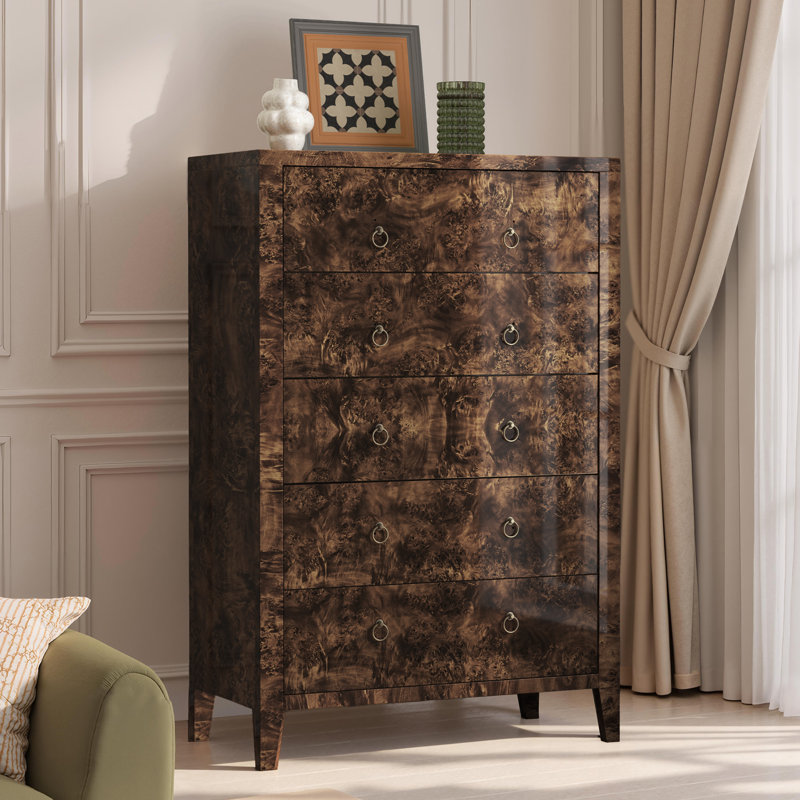 Commode 5 tiroirs Dorne, Brun