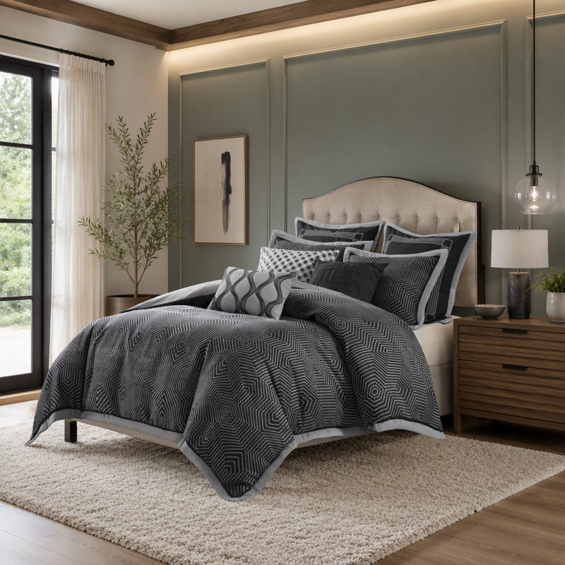 Ensemble de couette de lit Queen de 8 pièces : couette de 234 x 244 cm et taies d’oreiller de 51 x 66 cm