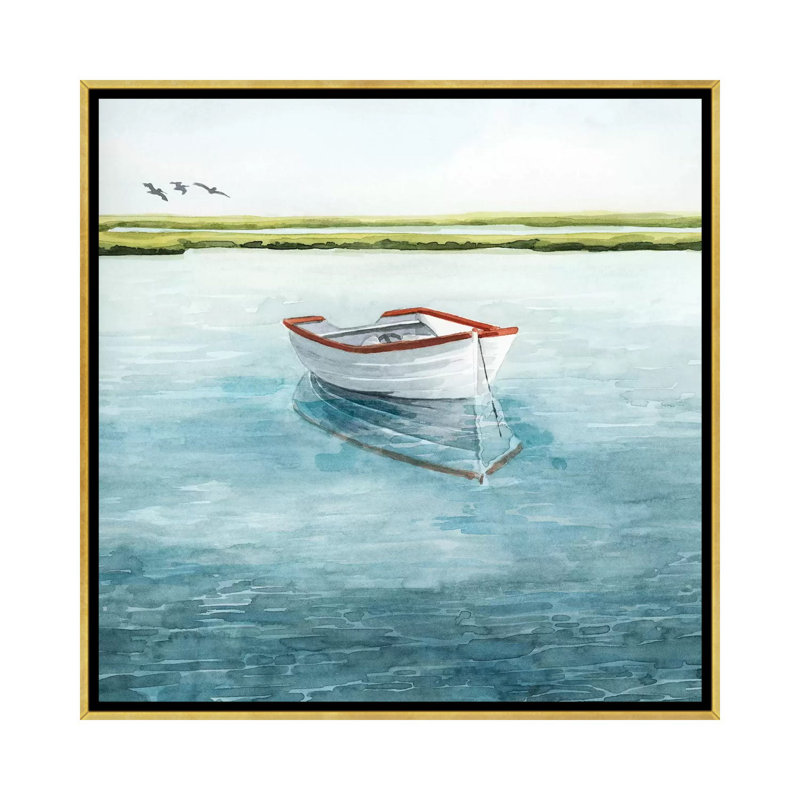 Anchored Bay II par Grace Popp - reproduction d'art, Pas de tapis, Toile encadrée d'or, H 26 po x l 26 po x P 1,5 po