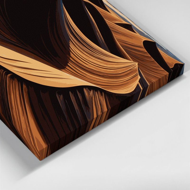 Diagonale rayures sable brun foncé, art mural sur toile, H 16 po x l 16 po