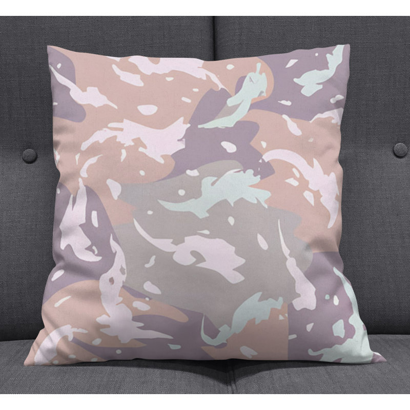 Throw Pillow With Insert, 16"H x 16"W, Pink Abstract 7