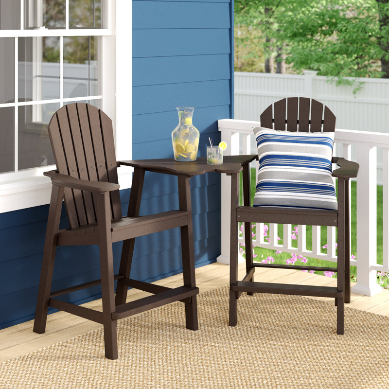 Ansel Tall Adirondack Chairs with Table - Poly Outdoor Furniture, Brown