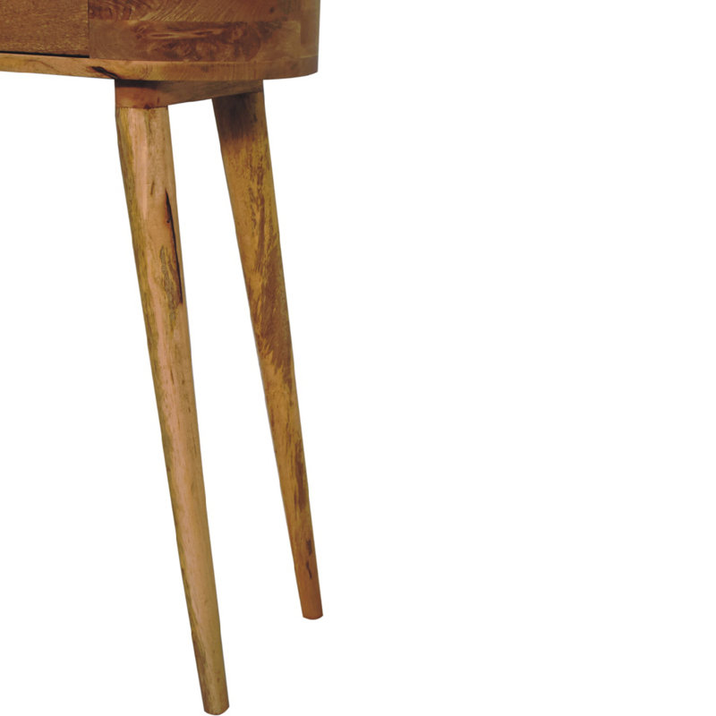 Solid Wood Mini Albion Oak-Ish Console, 1-Drawer, Nordic Legs, Brown