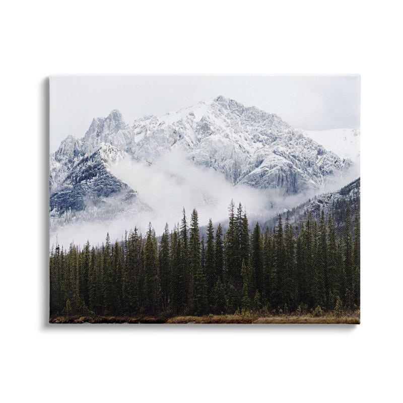 Snowy Mountain Top Tall Fir Trees, Plaque de bois, H 30 po x l 40 po