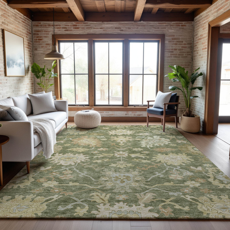 Premium Machine Washable Gurubaksh AMF1150 Global Rug, Rectangle 10' x 14'