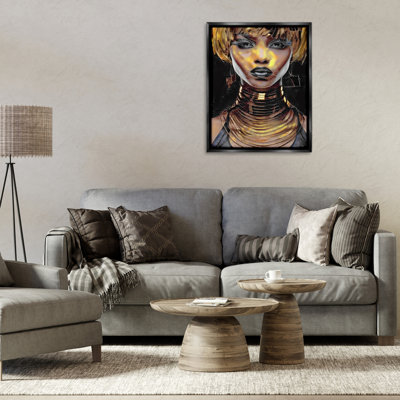 «Intense Glam Woman Portrait», art mural encadré sur toile flottante par Jesse Keith