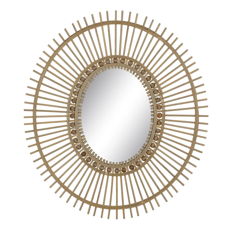 Alajia Rattan Oval Wall Mirror, 77cm x 77cm