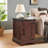 Farmhouse End Table Nightstand Rectangular Farmhouse End Table With Barn Door And Adjustable Storage Shelf, Rustic Sofa Side Table For Living Room, Bedroom, OAK