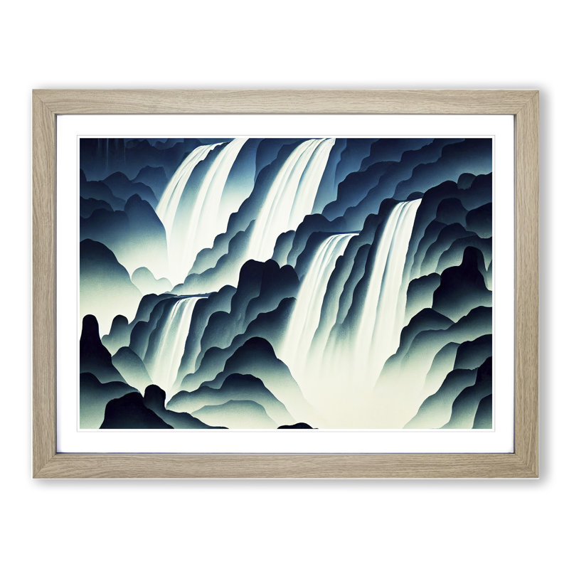 Gorgeous Waterfall - Single Picture Frame Print, 46cm H x 64cm W x 2cm D, Oak Framed