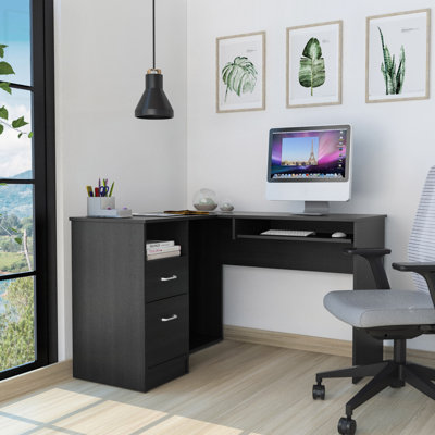 Bureau en L Bradford, tablette à clavier