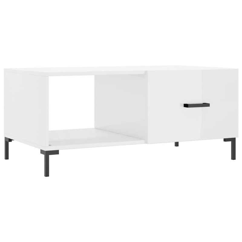 Ayishah Four Leg Coffee Table with Storage, High Gloss White