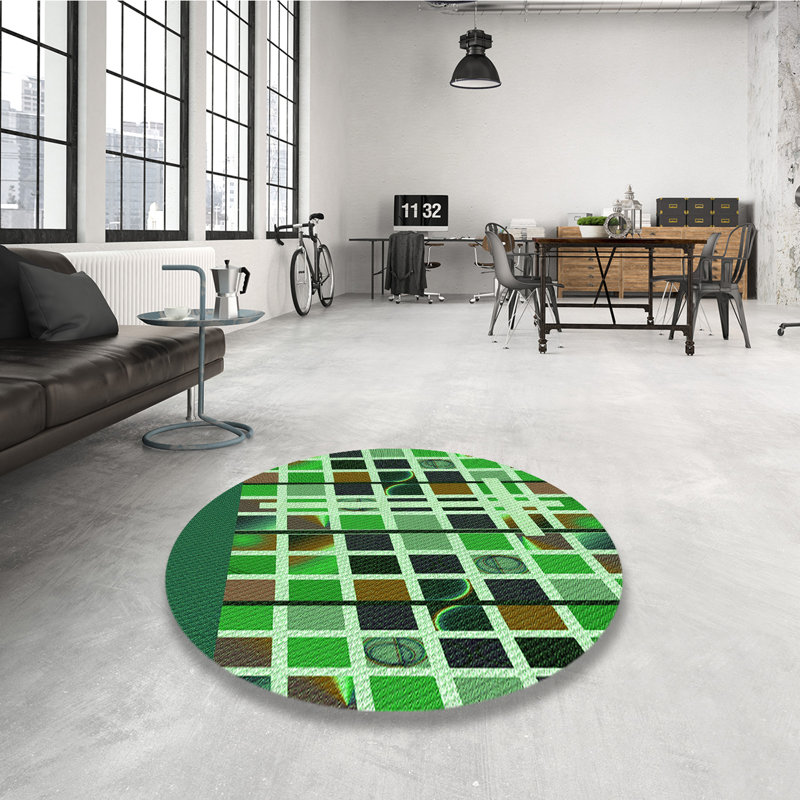 Tapis 100% à motif lavable à la machine 2989, Rond 3 pi