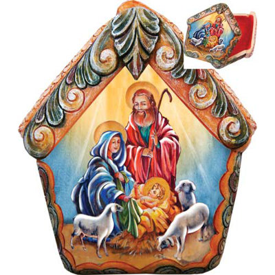 Derevo Nativity Scene Wrapped Wishes Dome Box
