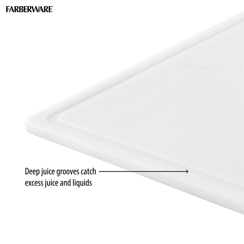 Extra-Large White Plastic Rectangular Cutting Board with Juice Groove