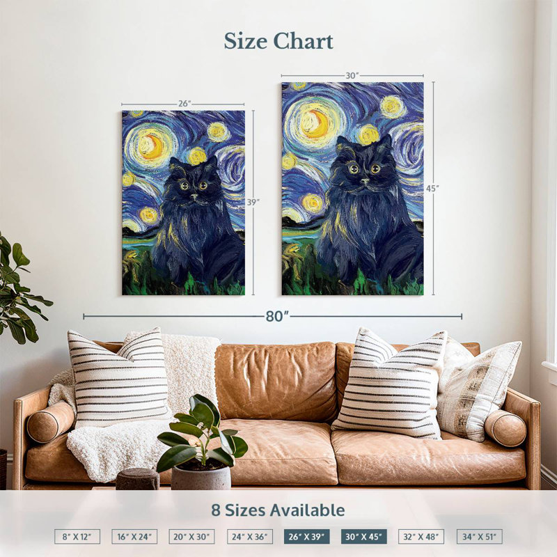 Brampt Abstract Black Cat, 39" H x 26" W