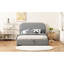 Lit plateforme tapissier avec rangement hydraulique en molleton gris chaud