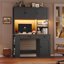 Bureau intelligent l 47,2 po x H 70,9 po avec huche, bureau d'ordinateur avec station de charge, lumières à DEL de 16 couleurs, porte-revues et tablettes réglables, table d'écriture pour bureau personnel
