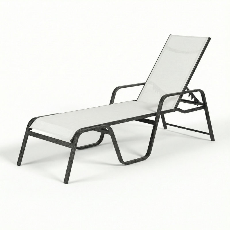 Chaise, White Sling/Granite