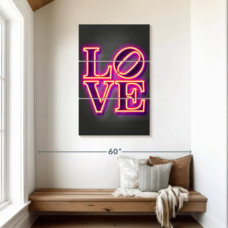 Plaque murale Kema Love In Neon, H 45 po x l 28 po