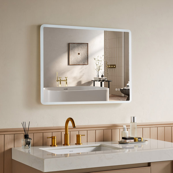 Wrought Studio Bathroom Mirror with Led Lights, Anti-Fog, Wall Mounted ...