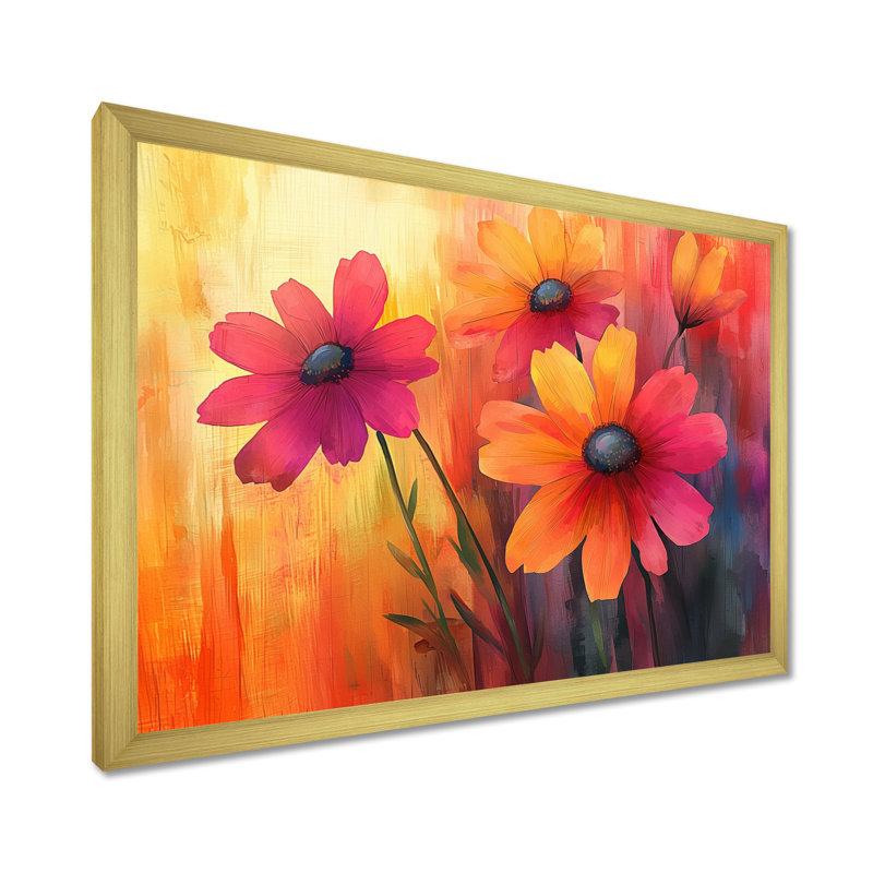 Jacquetta - Floral Wall Art, Single Picture Framed Print, 30" H x 40" W, Gold