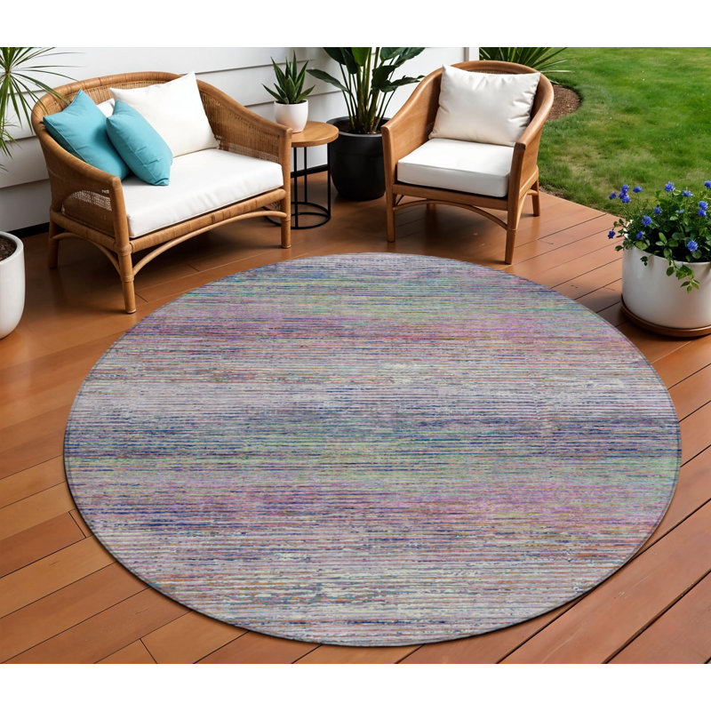 Tapis rond d'intérieur rayé lavable à rayures 8 pi Normant
