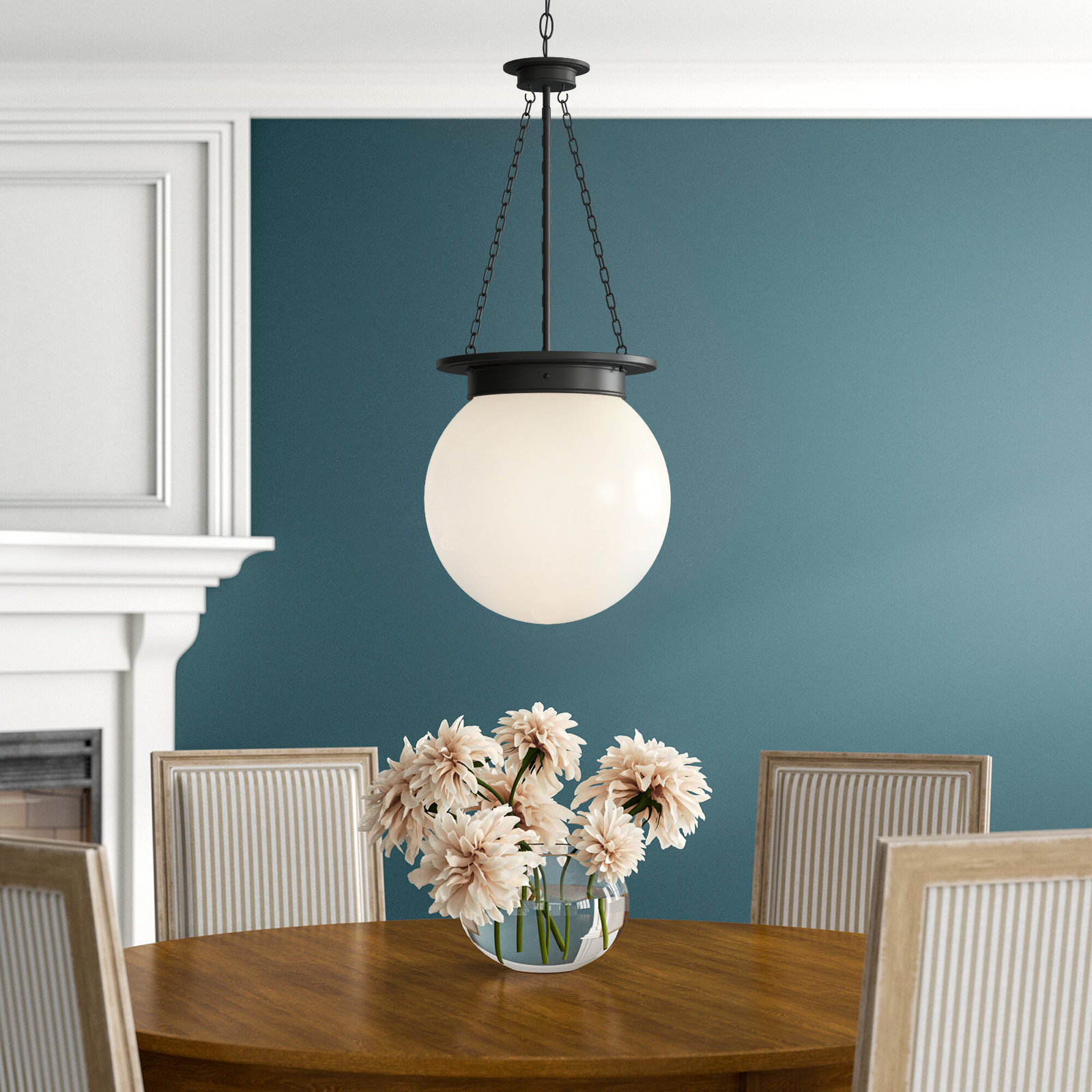 Chachi 3-Light Sphere Globe Pendant, Matte Black