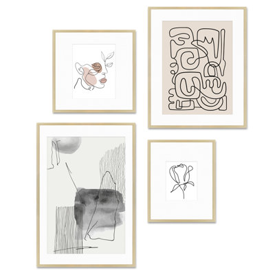 Capullo Wood Picture Frame - Set of 4 with Mat
