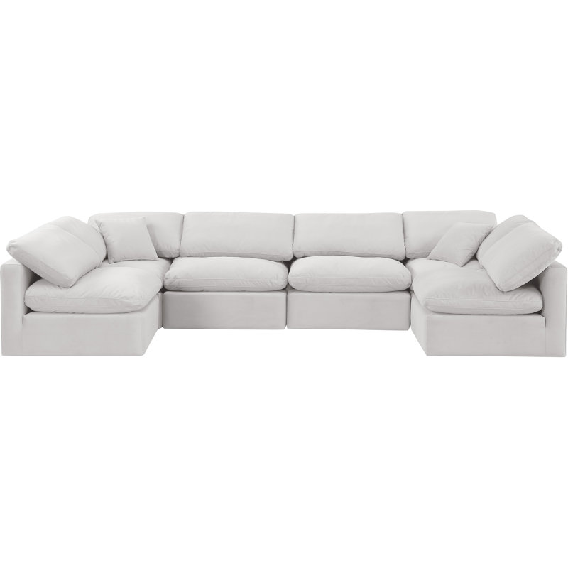 Hinami Velvet U-Shaped Sectional Reversible, Cream Velvet