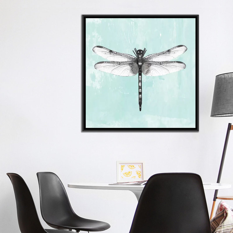 «Dragonfly I», reproduction sur toile, H 18 po x l 18 po x P 1,5 po, Toile avec cadre noir, Pas de tapis