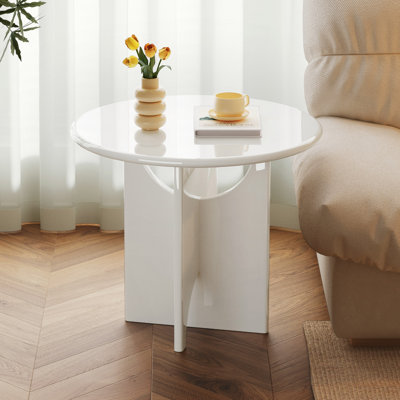 Cream White Round Side Table, Small End Table,versatile Sofa Table For Living Room, Office, Home, Bedroom